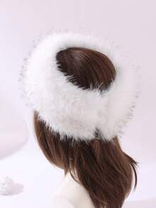1pc Autumn/Winter Faux Fox Fur Crownless Bucket Hat, Warm Fleece Headband, Outdoor Photography Versatile Headwear - Plush Open-top Style - View 4