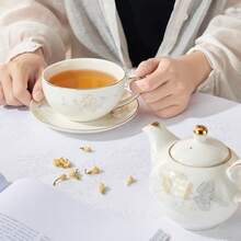 YOLIFE 1 Set Floral Ceramic Teapot And Teacup Set, 1 Teapot And 1 Cup With Saucer, Mother-Daughter Teapot, British Afternoon Tea Set, Suitable For One Person Tea Drinking, Suitable For Coffee, Tea And Various Beverages, Suitable For Afternoon Tea, Home Daily Use, Gift Set - Multicolor - View 9