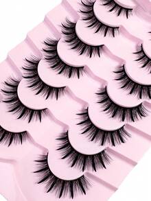 7Pairs Cat Eye Wet Look Curly False Eyelashes - Spiky Cartoon Style Transparent Band Natural Style Suitable For Daily And Party Makeup - Spiky Manga Lashes - View 9