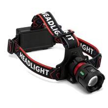 LED Laser Mining Headlamp, Visible White Light, 7 Operating Modes, Powered By 3 Included 18650 Rechargeable Batteries, Type-C Fast Charging, Adjustable LED Headlight - Black - View 1