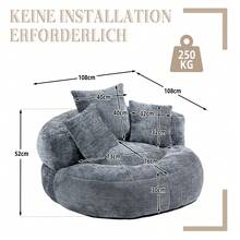 Beige Chenille Sofa – Bekväm Gaming Stol - Grå - Visa 7