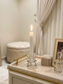 Candle Holder/Candelabra, Transparent Crystal Diamond Candle Holder Set With Polished Metal Base, Suitable For Home, Office And Party Decoration, Practical Round Display Base, Romantic Wedding Home Decor, Decorative Tabletop Accessory, Gift - Stylish Rose Design - View 9