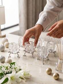 Candle Holder/Candelabra, Transparent Crystal Diamond Candle Holder Set With Polished Metal Base, Suitable For Home, Office And Party Decoration, Practical Round Display Base, Romantic Wedding Home Decor, Decorative Tabletop Accessory, Gift - Stylish Rose Design - View 21