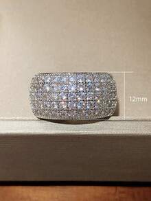 1pc Fashionable High-End Exaggerated Personality Ring Elegant Versatile Elegant Inlaid With Shiny Cubic Zirconia Finger Ring Suitable For Women's Daily Wear - Silver - View 5