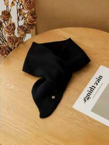 1pc Solid Color Polyester (Polyester) Scarf, Autumn/Winter Cross-Over Small Scarf, Warm Neck Warmer, Simple Neck Scarf, Perfect Gift For Girlfriend Or Best Friend, Suitable For Autumn/Winter Outdoor Wear - Multicolor - View 9