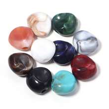 10 piezas de cuentas acrílicas marmoleadas asimétricas de doble tono, cuentas espaciadoras triangulares asimétricas para pulseras, collares y fabricación de joyas DIY - Cuentas de dos colores con forma irregular - Ver 10