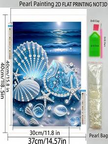 30*40cm Frameless Canvas Colorful Pearl Painting, DIY Rhinestone Sticker Decor Art. High Gloss Round Pearl Beads, Thickened Waterproof Printed Canvas. Suitable For Parents And Children And Team Building Activities Stress Relief Craft, Home Leisure DIY Decoration - A - View 5