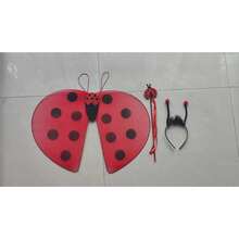 3pcs/1pc Halloween Adult Women Christmas Carnival Party Performance Red & Black Polka Dot Cute Ladybug Wings Costume Set/Single Piece - Red - View 11