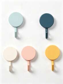 Colorful Self-Adhesive Hooks, Cute Wall Hooks, Towel Hooks, Home Storage, Plastic Adhesive, Decorative Wall, Kitchen Bathroom Office Closet Self-Adhesive Hooks - View 6