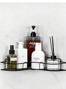Shower Caddy Bathroom Storage Wall Rack, Drill-Free Adhesive Shower Decor And Accessories - Black - View 9
