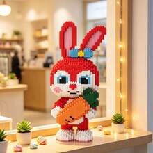 2200pcs Colorful Rabbit Building Blocks, Creative Cute Red Carrot Series, Desktop, Countertop Decoration Ornament, Small Particle Construction Stress Relief Toy, Birthday, Halloween, Christmas Gift. For Family, Classmates, Friends, Couples. - Multicolor - View 8