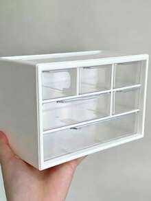1pc Transparent Plastic Desktop Drawer Storage Box - Large Capacity Multi-Function Storage Box, Suitable For Office Supplies, Cosmetics And Bathroom Supplies, Lightweight Design, Suitable For Home Or Office Use, Desktop Storage Box - Multicolor - View 1