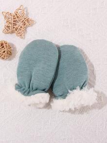 1 Pair Solid Color Anti-Scratch Warming Gloves For 0-6 Month Newborn Babies, Extra Soft & Thick, Suitable For Daily Wearing In Winter - 1Pair - View 24