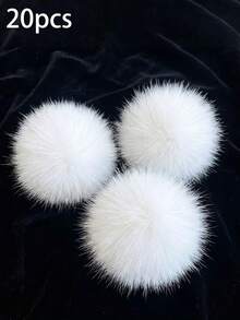50/40/30/20/10pcs White Fluffy Round Decorative Pieces, Suitable For Handmade Projects, Headpiece Decoration And Clothing Embellishment, Pre-Cut - Multicolor - View 11