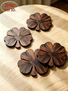 1/4/8pcs Clover Wooden Coaster Set, 4pcs Walnut Color Coasters, Luxury Coffee Tea Cup Desktop Protection Coaster Set, Heat-Insulating Mat, Beverage Mat, Suitable For Home Bar And Country Style Home Decor Gift - Multicolor - View 7