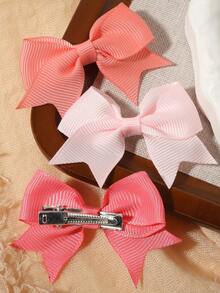 10pcs Assorted Colors Bow Hair Clips, Fashionable Versatile Hair Accessories, Suitable For Back To School Season, Practical And Durable - Hot Pink - View 5