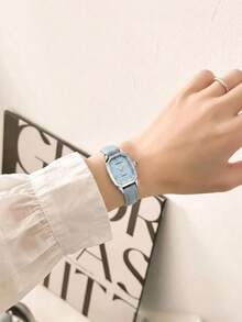 1pc Women's Small Square Watch, Vintage Minimalist Fashion Versatile Quartz Wristwatch, Commuter Versatile Women's Watch - Blue - View 7