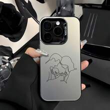1pc Black Matte Laser Energy Shell Personalized Line Family Of Three Pattern Phone Case Compatible With IPhone 16 Pro Max/17/16/15/14 Plus/13/12/11/Air And Series - Multicolor - View 5