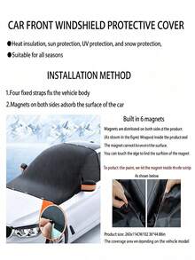 1pc Car Windshield Snow Cover, Frost-Proof, Snow-Proof, Leaf-Proof, Sun-Proof, Suitable For Sedan, SUV And New Energy Vehicle, Thickened Waterproof, Practical And Thoughtful Gift For Autumn And Winter - Multiple Styles - View 4