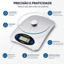 Balança Digital de Cozinha 5Kg Vidro Temperado - Multicolorido - Visão 4