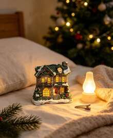Enfeite de Natal em forma de casa com luzes LED. - F - Visão 6