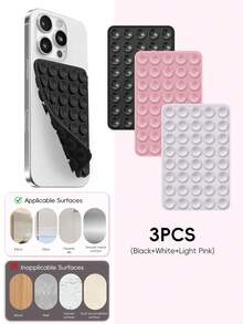 Double-Sided Silicone Suction Cup Phone Holder, Reusable Waterproof Non-Slip Phone & Tablet Suction Mount, Hands-Free Phone Stand, Suitable For Mirror, Glass, Tile, Self-Adhesive Phone Holder, For Makeup, Shower, Cooking, Video Recording - Multicolor - View 34