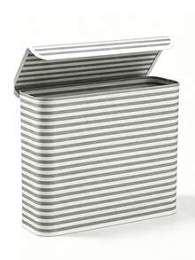 Toilet Paper Storage Bin With Flip‑Top Lid, Striped Fabric Bathroom Toilet Roll Organizer, Waterproof Dust‑Proof Tissue Container For Bathroom Vanity Cabinet - Multicolor - View 7