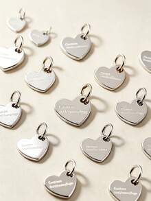 Custom Stainless Steel Heart Pendant, Personalized Name Engraved Jewelry Gift, Small Charm, DIY Accessory, Gift For Girlfriend/Mother - Multicolor - View 4