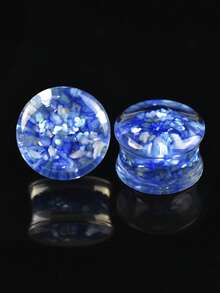1 Pair 8-30mm Shell Fragment Lightweight Low Sensitivity Round Shape Acrylic Body Piercing Jewelry Tunnel Plugs - Sequins - View 31