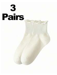 1/3/6 Pairs Rolled Edge Thin Socks, Cute & Fashionable Women's Rolled Edge Socks, Suitable For Spring And Autumn - Multicolor - View 10