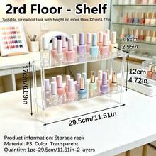 1 buah Organizer Kutek Akrilik Bening, Rak Display Kapasitas Besar untuk Minyak Esensial dan Gel Kuku, Rak Penyimpanan Bertingkat Kokoh untuk Salon, Toko Kecantikan dan Meja Rias, Tempat Penyimpanan Hemat Ruang untuk Peralatan Manikur, Mudah Dirakit, Desain Modern - transparan - View 16