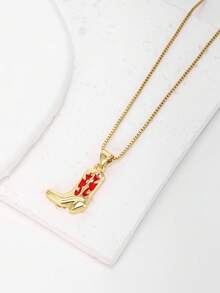 1pc 18K Gold Plated Copper Shoe Shaped Pendant Necklace, Luxury Minimalist Jewelry Gift For Women - Pendant Necklace - View 4