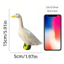 1pc Resin Green Base Duck Figurine, Outdoor Garden Decor, Realistic Animal Statue, Craft Ornament - A - View 6