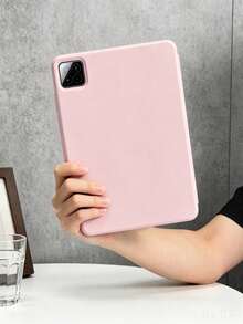 Y型磁吸扣保護殼 粉色，適用於 iPad 10.2/10.9 (Air4-Air8)/10代/(A16) 11吋 11代 2025款，多折多角度支架，磁吸閉合，矽膠軟殼全包覆，防摔耐磨，內層蜂巢散熱，無筆槽，PU皮革+TPU材質 - 粉色 - 查看 3