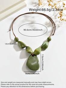 1 buah Kalung Rantai Tulang Selangka Pendek Bergaya Bohemian Vintage yang Berlebihan, Perhiasan Wanita - Hijau - View 5