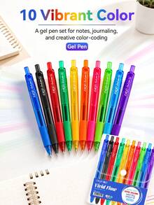 Set Pulpen Gel Warna-warni yang Dapat Ditarik, 8 Warna/10 Warna (Opsional), Ujung Tebal 0,7mm, Pulpen Berbasis Air Warna-warni yang Dapat Ditarik, Badan Transparan, Level Tinta Terlihat, Halus, Cepat Kering, untuk Menulis Jurnal, Menandai, Menggambar, Melukis, Pulpen Gel Multi-Warna yang Dapat Ditarik, untuk Pelajar, Kantor, Menulis, Spidol. - Tekan pena - View 9