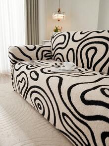 1PC Artistic Abstract Swirl Pattern Cationic Carved Texture Sofa Cover, Full Stretch Sofa Protector, Home Sofa Anti-Dirt Anti-Dust Cover, Machine Washable And Dry Cleanable, Suitable For 1/2/3/4 Seater Sofas, Autumn/Winter Style - Multicolor - View 9