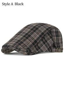 2 Gaya Topi Newsboy Kotak-kotak & Patchwork, Topi Beret Ivy Datar Vintage untuk Pria & Wanita - Kotak-kotak - View 13