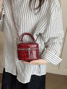Lightweight Mini Chain Bag Quilted Handbag Bucket Bag Suitable For Girls, College Students And Office Workers - Burgundy - View 5