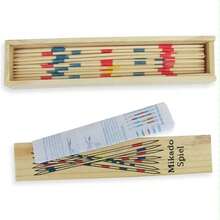 Wooden Mikado Pick Up Sticks Game Set With Storage Box, Classic Hand Concentration Desktop Puzzle Game, Christmas Halloween Indoor Party Leisure Interactive Table Game - Multicolor - View 7