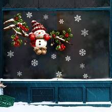 2D Flat Style, 1pc 2D Peeking Plaid Snowman Static Cling Window Sticker, Glue-Free Double-Sided Snowy Winter Holly Berry Branch Snowflake Decal, Reusable PVC Winter Christmas Glass Sticker, Suitable For Home, Cafe, Store Holiday Window Decoration - A - View 4