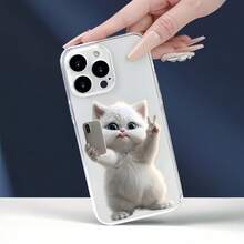 1件透明和平符號貓咪圖案手機殼，個性化保護殼，適用於 iPhone 16 Pro Max/17/16/15/14 Plus/13/12/11/Air 及系列 - 彩色 - 查看 3