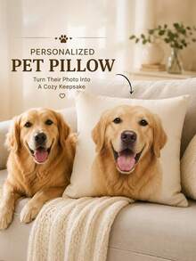 1pc Personalized Pet Photo Pillow, Custom Dog Cat Picture Throw Pillow, Soft Keepsake Cushion For Pet Lovers, Home Sofa Decor & Memorial Pet Gift For Pet Owners - Multicolor - View 7