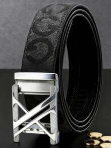 2/1pc New Men Automatic Buckle Belt, Stylish Versatile Waist Strap, Fashion Accessory For Business Formal, Office Work And Daily Jeans Casual Outfit. - Multicolor - View 3
