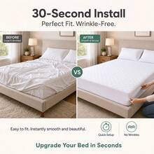 Deep Pocket Waterproof Mattress Protector, Full Size Luxury Mattress Cover, Stays In Place Non-Slip, Wrinkle-Free No Ironing - Khaki - View 5