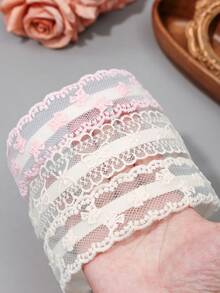 3件組女款花卉多色精緻刺繡蕾絲髮箍，波浪邊設計時尚髮箍 - 彩色 - 查看 3