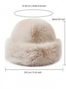 1pc Women's Fluffy Winter Hat, European & American Korean Style Warm Headwear, Solid Color Cute Versatile, Thickened Design, Suitable For Winter Outfits - Multicolor - View 2