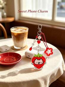 Y2K 草莓貓與藍莓貓手機吊飾，可愛貓咪包包掛飾鑰匙圈，適用於手提包、錢包、背包、旅行包，裝飾性鑰匙圈，適合健身房、教室、配對遊戲、日常使用與送禮，時尚女性配件，聖誕節、情人節、生日、開學季完美禮物 - 彩色 - 查看 8