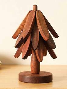 1pc Walnut Wood Tree-Shaped Pot Mat Set, Natural Tree Design, Includes 5 Wooden Pot Mats And 1 Storage Rack, Foldable Kitchen Wooden Heat-Insulating Mat, Suitable For Hot Plates, Pots, Bowls, Teapots, Heat-Insulating Pot Mats, Pot Mats, Coasters, Stew Pot Mats - View 13