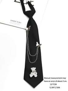 1pc Unisex Punk Black Chain Tie, Suitable For Personalized Streetwear And Daily Wear - Multicolor - View 5